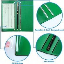 Premium Leather Checkbook Cover For Men And Women Checkbook Holder Wallet RFID Blocking - 綠色 - 查看 3