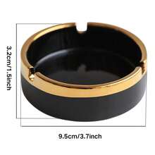 Handmade Gold-Plated Ceramic Ashtray, Decorated With Gold Edges, Round Shape, Suitable For Home, Office, Cafe, Nordic Minimalist Style Home Decor (Handmade Gold-Plating Process Variation Does Not Affect Usage)