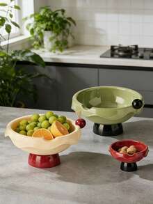 高脚水果碗，适用于家庭和餐厅，外观奢华，风格极简，多功能水果篮，带沥水槽，适合客厅摆放，可盛放糖果、零食和坚果。