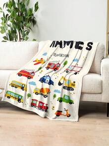 1pc Customized Flannel Personalized Blanket, Suitable For Bed, Living Room, Sofa, Outdoor, Beach, Camping, Pets And More, Customizable With Family/Pet/Couple Name Print, Ideal Gift For Christmas, Mother's/Father's Day, Home, Birthday, Friends, Women, Parents And More - Style 1 - View 2
