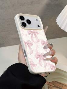 Bow-Knot 1pc Minimalist Pink Bow Design TPU Material Phone Case Compatible With IPhone 17Promax/17Pro/17/16Promax/16/15/12Promax/13/13Promax/14/15/17/16Pro/11Promax/12, Fashionable Protective Soft Case, Personalized Design Suitable For Friends And Couples As Gifts - Multicolor - View 1