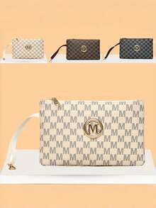 新款男士长款手拿包，时尚手提包，复古简约印花手拿钱包，拉链设计小卡包