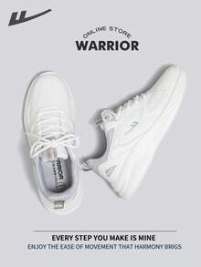 WARRIOR 女款时尚复古运动鞋，春夏轻便舒适透气，跑步鞋风格简约休闲，四季皆宜，耐磨耐穿，适合全天穿着，训练鞋，软底小白鞋 - Full PU Leather Upper白/灰 - 查看 5