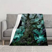 1pc Gothic Viking Crow & Rune Viking Rune Blanket - Dark Norse Mythology Bedspread, 280gsm Soft Flannel-Like Fabric, Her Personalized Ideal Gifts For Her, Him, Family, Boyfriend, Girlfriend, Father, Family, Mother, Lover, Daughter, Son, Grandfather, Grandmother, Friend, Classmate, Pet. Perfect Nap, Camping, Travel, Home, Daily Life, Office Decoration, Birthday, Anniversary, Valentine's Day, Thanksgiving, Christmas, Halloween, Mother's Day, Father's Day, Wedding, New Year Gifts ,Sofa,Bed,Car,Bedroom,Living Room,Office,  Outdoor Camping, Beach,Wall Decoration - 多色2 - 查看 2