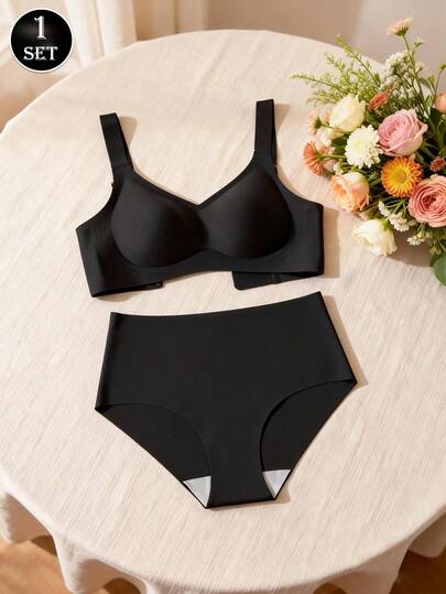 1 set damunderklädesset, modern, bekväm, sexig, minimalistisk sport-bh, bekväma trosor