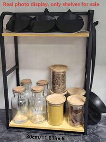 1 件装 30*14*42 厘米北欧风双层厨房置物架 - 木质和金属材质，可放置碗碟、锅具、调味料和蔬菜 | 释放台面空间，适合小户型 | 免钻孔，坚固耐用