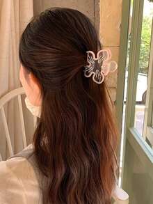 1PC Adorable Hand-Painted Cherry Blossom Hair Clip For Women New Style Half-Up Back-Of-Head Hair Claw Unique Transparent Floral Hair Accessory Women Claw Clips Elegant Hair Accessories - Multicolor - View 8