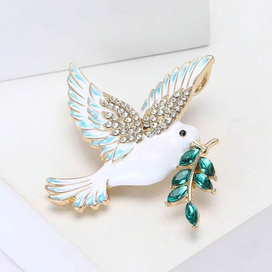 1pc Rhinestone Embellished Peace Sign Brooch, Women's Animal Brooch Pin, Suitable For Bags, Sweaters, Jackets, Hats, Shoes, Dresses, Suits - Of Peace (4775) - View 1