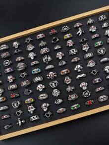 10pcs/Set Vintage Punk Gothic Style Rings, Animal Skull Eye Design, Hip Hop Party Gift, Friend Gift, Daily Accessory