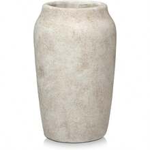 9.06'' Large Ceramic Rustic Vase Shabby Vintage Textured Vase, 4.33'' Wide Mouth Pampas Vases For Fake Flowers Branches, Farmhouse Home Décor, Weddings Shelf Table Decor,Heige - 9,06 inch Màu be - Xem 1