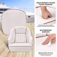 Pontoon Captain Bucket Seat With Thickened Sponge Padding, High Back Waterproof Boat Cabin Chair Boat Seats With Curved Armrest & Standard Mounting - White-red - View 5