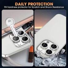 3pcs Apple 17 Pro / 17 Pro Max / 16 Pro Max / 16 / 16 Pro / 16 Plus / 15 Pro Max / 15 Pro / 15 Plus / 14 Pro Max / 14 / 13 / 12 / 11 Camera Lens Protective Film, Flash Version - Cute Girlish Style Metal Independent Shiny Ring Protective Case Compatible With IPhone 17 Pro Max, 9H Scratch Resistant Tempered Glass, Silver - Silver - View 6