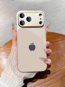 1pc New Luxury Minimalist Apple Design Tempered Glass Phone Case With Large Window And Lens Protection, Compatible With IPhone 17/17Pro/17ProMax/17Air/16/16Pro/16ProMax/16Plus/15/15Plus/15Pro/15ProMax/14/14Plus/14Pro/14ProMax/13/13Pro/13ProMax/12/12Pro/12ProMax/11/11ProMax, Matte Anti-Drop, Full Coverage Metal Paint Premium Protection Cover - Multicolor - View 5