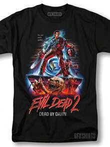 Evil Dead Shirt Horror Movie Vintage Graphic Design T-Shirt - 黑色 - 查看 1