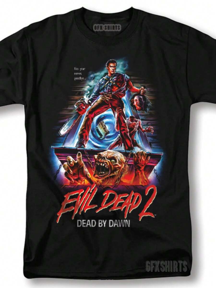 Evil Dead Shirt Horror Movie Vintage Graphic Design T-Shirt - 黑色 - 查看 1