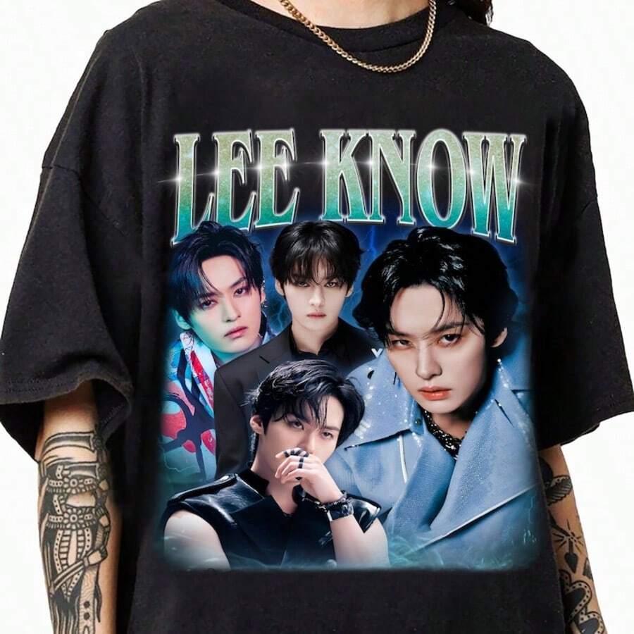 Lees Know Strays Kidss DominATE World Tour T-Shirt, Stray Kidss Dominate Shirt, Stray Kidss Shirt Lees Kno - màu đen - Xem 1