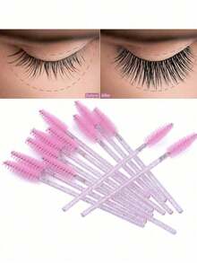 50PCS Hygienic Disposable Eyelash Brushes – Crystal Pink Precision Brush Head, Bendable Spoolies With Storage Container - Nhiều màu - Xem 4