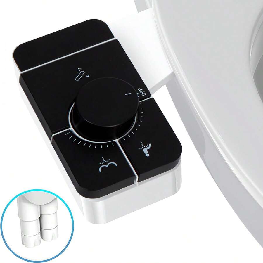 智能马桶喷头 - 超薄自清洁冷水喷头，适用于现有马桶座圈，双喷嘴设计，专为女性私处及臀部清洁而设计，最佳圣诞礼物，黑色、银色 - 彩色 - 查看 1