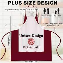 2 Pcs Plus Size Chef Apron, Unisex Professional Apron With 2 Pockets For CooFKing, Work, BaFKing (Larger Size) - Red - View 4
