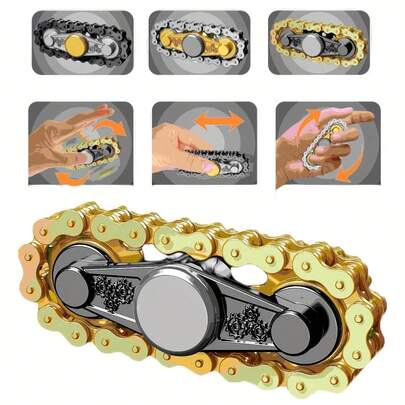 1个合金旋转齿轮 - 自行车链条设计，金属玩具，非常适合办公室使用，父亲节礼物，减压玩具