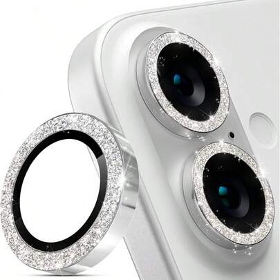 适用于 17/17 Pro/17 Pro Max/16 Pro Max/16 Pro/16 Plus/15/14/13/12/11 的 1 套相机镜头保护膜，AR+AF 钢化玻璃，9H 防刮，独立金属镜头盖，防摔，高清透明，闪光银色。适用于日常、办公、家庭使用。这款手机摄像头保护膜闪亮晶莹，防水防震防摔防刮。