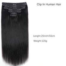 直发夹式真人发接发片 8 片/套 双层缝制 18 个夹子 直发接发片 18-26 英寸 适合所有种族女性佩戴 - 彩色 - 查看 9