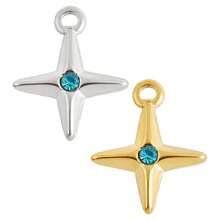 1pc/2pcs Fashionable Minimalist Luxury 304 Stainless Steel Vacuum Electroplated Long-Lasting Four-Prong Star Rhinestone Decor Pendant, Suitable For Bag Decoration, Handmade DIY Jewelry Making Necklace Bracelet Earring Accessories - S3163-z - View 1