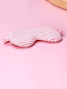 1pc Minimalist Polyester Pink Striped Eye Mask, Suitable For Women's Daily Rest And Sleep - Multicolor - View 4