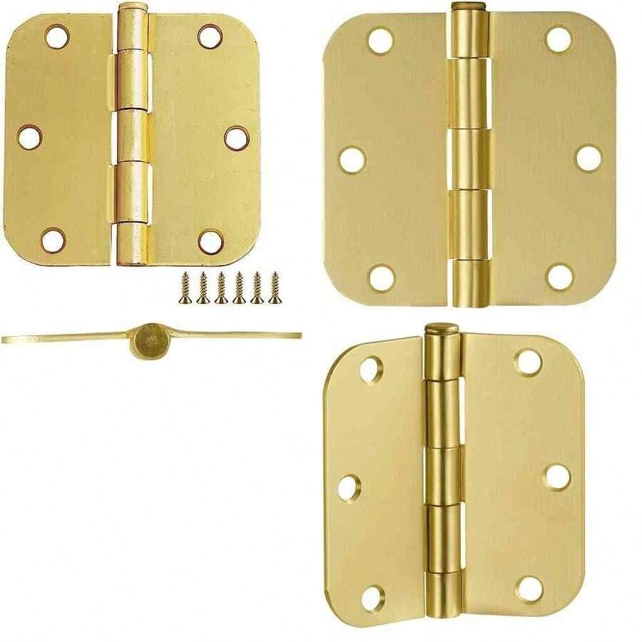 Bisagras de puerta interior de Design House, 3.5 pulgadas x 3.5 pulgadas, redondeado, 5/8 pulgadas. Radio, acero, prelubricado, herrajes para puertas, nquel satinado, paquete de 10, 181420 - níquel satinado+1 - Ver 1