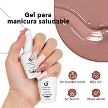 Pack de tres botellas de gel de esmalte de uñas de diferentes colores (15 ml cada una) con una fórmula de larga duración de calidad profesional, compatible con lámparas UV y LED. Proporciona un acabado brillante y firme, ideal para manicura avanzada en el entorno del hogar. Producto especialmente recomendado para adolescentes y adultos interesados en el cuidado de las uñas. También es una gran opción de regalo Cherimoya - Multicolor - Ver 2