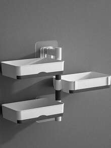 180° Rotating Wall-Mounted Soap Dish - Suction Cup Adhesive, No Drilling Required, Convenient Soap Holder For Bathroom Vanity, Restroom, Rental Shower - Multicolor - View 9