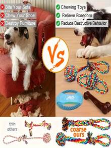 重型狗狗耐咬玩具，适合高强度咀嚼，中型、大型和超大型犬磨牙玩具，坚不可摧的拔河玩具 - 彩色 - 查看 5