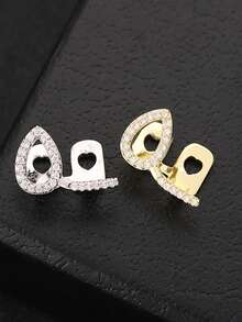 3pcs/Set Hollow Heart, Rhinestone Bar & Water Drop Shaped Shiny Metal Hip Hop Tooth Jewelry, Party Accessories, Valentine's Day Gift