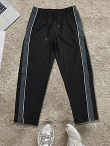 1pc Men's Elastic Waist Drawstring Casual Everyday Outdoor Pants - Black - View 2