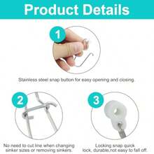 40 Pcs Fishing Line Sinker Slides Metal With Plastic Head Fishing Tackle Swivel Snap Kit For Saltwater Freshwater Catfishing Rigs White - White - View 4