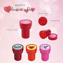 5/10/20pcs Valentine's Day Stamps, Vibrant Plastic Material With Built-In Ink, Heart Shaped Patterns, Includes 10 Different Designs, Suitable As Valentine's Day Party Favors, Classroom Prize Exchanges, School Rewards, Gift Bag Fillers, Valentine's Day Gifts - Valentine's Day - View 6