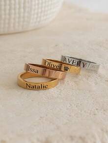 1pc Customized Personalized Name DIY Couple Rings, Private Custom Letter Rings, Versatile Stacking Plain Band Engraved Rings, Niche Stainless Steel Design Rings, Thoughtful Unique High-End Gift For Valentine's Day, Girlfriend/Couples - Custom-engraved Ring - View 5