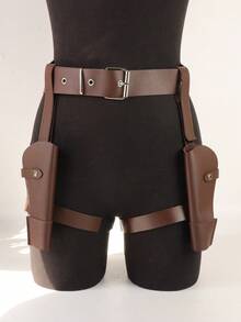 1PC Western Gun Holster - Adjustable Cowboy Belt With Double Revolver Holder, Cosplay And Halloween Costume Accessory - Multicolor - View 8