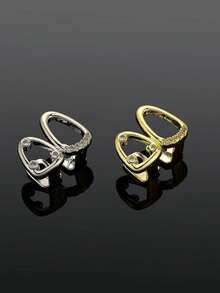 1 Set Unisex Hollow CZ Gold & Silver Tooth Grillz,Teeth Jewelry Suitable For Daily, Nightclub, Halloween, Christmas Wear - Multicolor - View 2