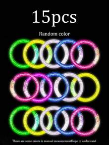 15个LED发光手环，生日派对礼物，夜光派对用品，课堂奖品，带彩色LED灯的闪光腕带装饰，可持续发光12小时以上。适用于酒吧、婚礼、派对、音乐会、生日礼物、圣诞礼物、家居圣诞装饰、圣诞礼物、男士独特礼物、情人节、复活节、新年、嘉年华派对用品。 - 圓手環 - 查看 11