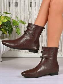 Women Mid-Calf Boots - 深棕色 - 查看 1
