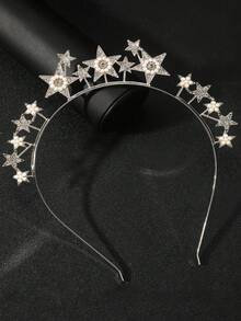 10/5/1 pieza Diadema de metal 3D en forma de estrella, minimalista y práctica, multifuncional. Adecuada para que las mujeres la usen en festivales, bodas y fiestas. - Plateado - Ver 10
