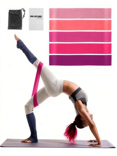 5pcs Resistance Bands Set, Workout Bands With Instruction Guide And Carry Bag, 7-Piece Fitness Bands For Exercise, Strength Training, Stretching, Home Gym Equipment, Suitable For Pilates, Yoga, Physical Therapy, Legs, Butt, Arms Workout For Men And Women