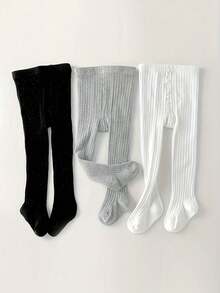 3条装儿童弹力腰带打底裤、紧身裤、无脚舞蹈裤 - 彩色 - 查看 12