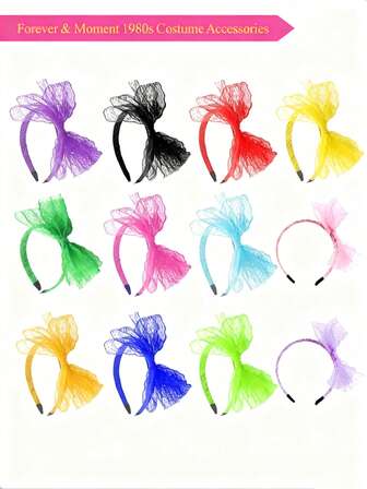 1/3/9 st. 1980-tals neonfärgad spetshårsband för kvinnor, lämpligt för 80- och 80-tals retrokarnevalsfest, cosplay-håraccessoarer