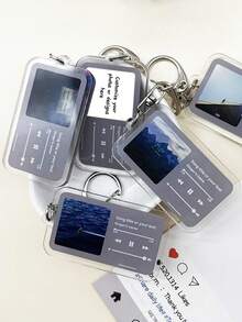 Customized Music Album Keychain, Can Add Lyrics And Photos - Customize Song List And Your Photos, Printed On Durable Acrylic Keychain, Cute, Suitable For Christmas, Couples And Music Lovers - Multicolor - View 5
