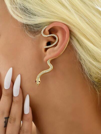 1pc Fashionable Luxury Snake Wrap Ear Cuff, Versatile For Women's Daily Wear