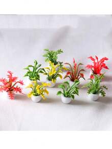 4pcs/Set 1/12 Scale Miniature Potted Plants, Assorted Realistic Floral Dollhouse Decor Accessories - Multicolor - View 9