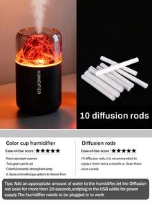 1个180毫升彩色火山加湿器，USB供电，两种工作模式，7色LED灯，自动关机，静音喷雾，家用空气清新剂，火山效果香薰机，适用于房间装饰、办公室、客厅、书桌、汽车，送给她的绝佳礼物