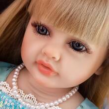 22 Inch (Approx. 55cm) Realistic Reborn Doll, Full Vinyl Body, Long Hair Princess Toddler Toy, Birthday/Christmas Gift, Doll, Soft Vinyl, Children Doll, Bathtub Playmate, Roleplay Toy (Comes With Pacifier, Bottle, Diaper, Birth Certificate) - Baby Blue - View 13